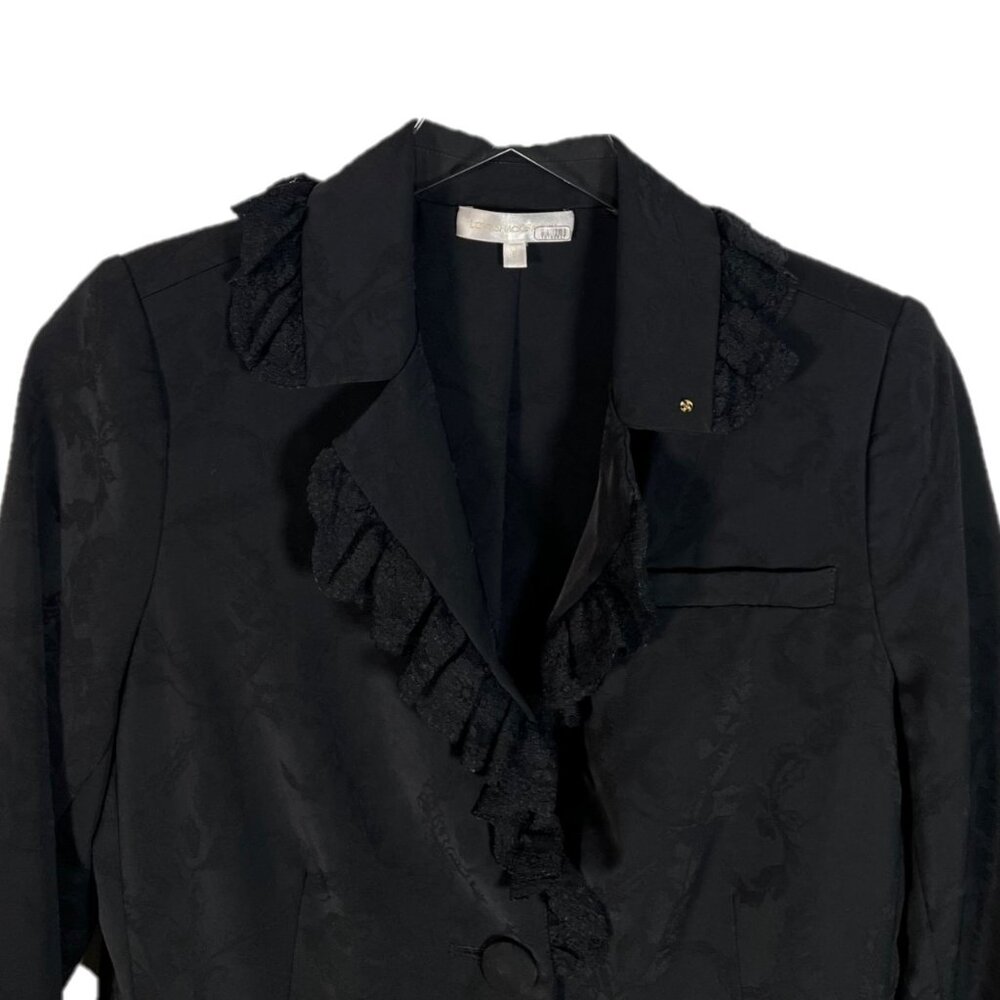 Love Shack Fancy Lula Satin Ruffle Blazer Size 6 - Picture 3 of 7
